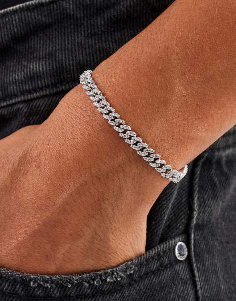 Cernucci Iced cuban link bracelet - 5mm - white in white - view 1