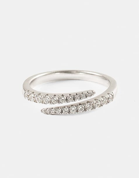 Cernucci Iced cz wrap ring - 7mm in silver - view 1
