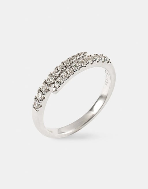 Cernucci Iced cz wrap ring - 7mm in silver, 3 of 3