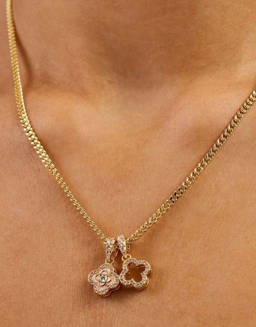 Cernucci Iced double enamel & iced motif necklace - 10mm in gold, 2 of 4
