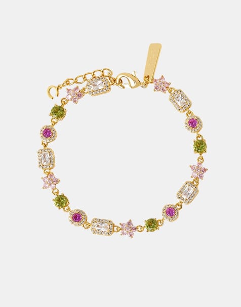 Cernucci Iced floral multi gemstone 6mm bracelet in gold - view 1