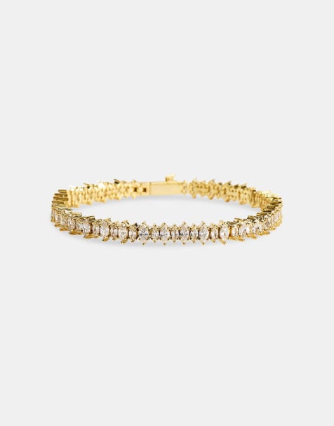 Cernucci Iced marquise mixed shape bracelet - 5mm in gold - view 1