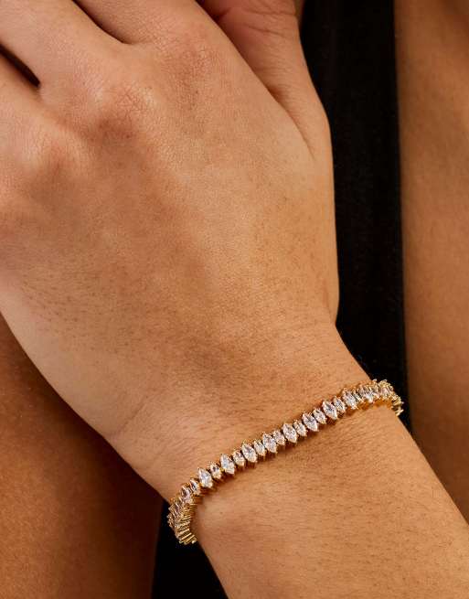 Cernucci Iced marquise mixed shape bracelet - 5mm in gold, 2 of 3