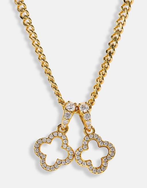 Cernucci Iced & mother of pearl double motif necklace - 10mm in gold, 4 of 4