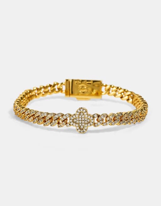Cernucci Iced motif cuban link bracelet - 5mm in gold, 2 of 4