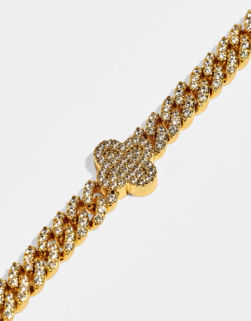 Cernucci Iced motif cuban link bracelet - 5mm in gold, 4 of 4