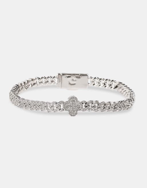 Cernucci Iced motif cuban link bracelet - 5mm in silver, 2 of 4