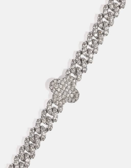Cernucci Iced motif cuban link bracelet - 5mm in silver, 3 of 4