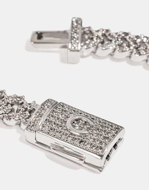 Cernucci Iced motif cuban link bracelet - 5mm in silver, 4 of 4