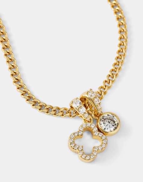 Cernucci Iced motif outline & gemstone 10mm necklace in gold - view 1