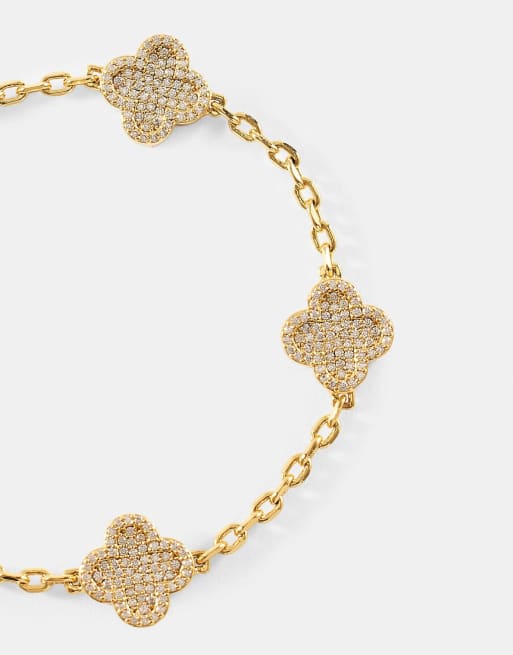 Cernucci Iced motif rolo link 12mm bracelet in gold, 2 of 4