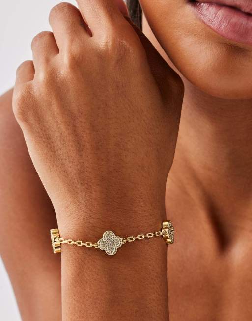 Cernucci Iced motif rolo link 12mm bracelet in gold, 3 of 4