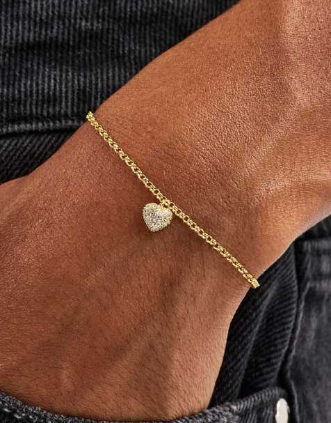 Cernucci Iced pave heart micro bracelet - 6mm in gold - view 1