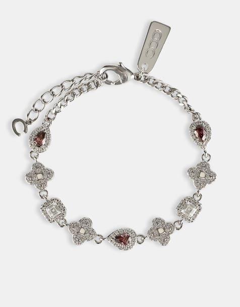 Cernucci Iced pink multi gemstone cuban bracelet - 3mm in silver - view 1
