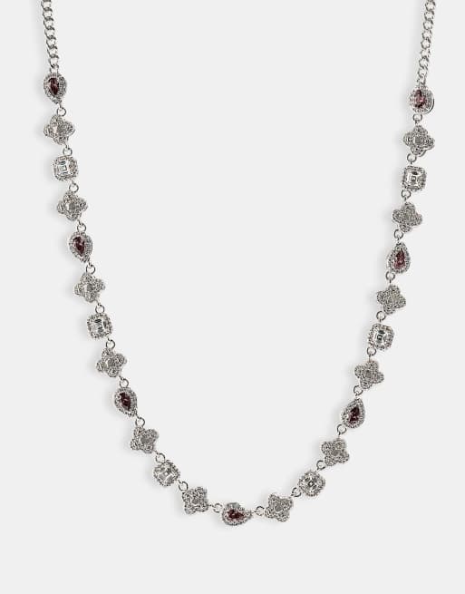 Cernucci Iced pink multi gemstone cuban chain - 3mm in silver, 2 of 4