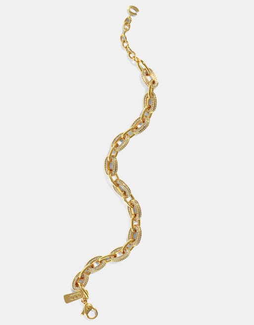 Cernucci Iced & polished link bracelet - 6mm in gold, 2 of 4