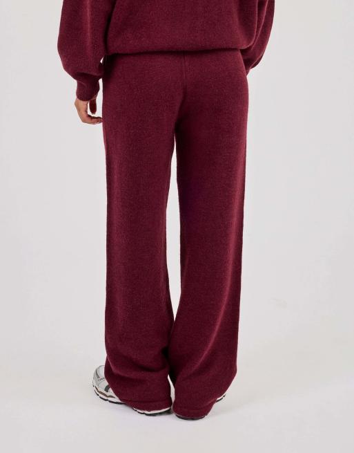 Cernucci Knitted stitch detail wide leg jogger in red, 2 of 4