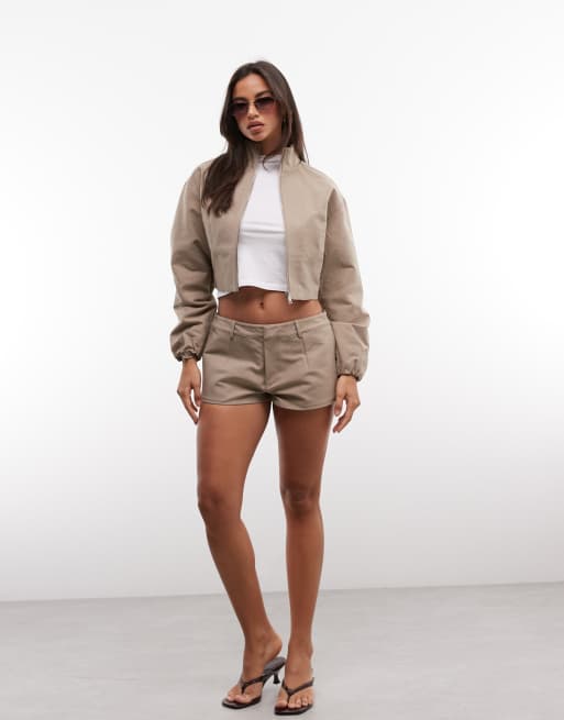 Cernucci kort jacka med ståkrage i twill i beige, set, 2 av 4