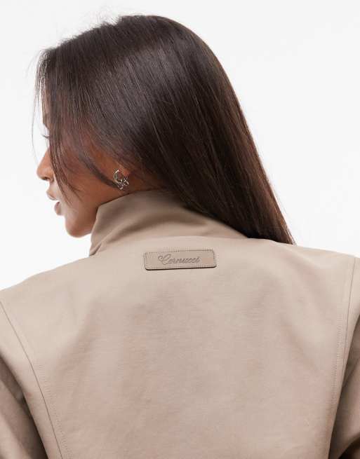 Cernucci kort jacka med ståkrage i twill i beige, set, 3 av 4