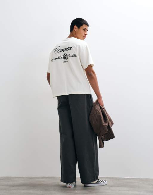 Cernucci logo t-shirt with diamond graphic embroidered back print in white, 2 of 5