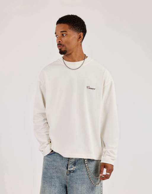 Cernucci Long sleeve cernucci diamonds boxy t-shirt in ecru, 2 of 4
