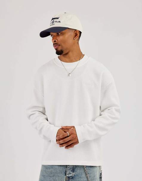 Cernucci Long sleeve waffle embroidered boxy t-shirt - off white in beige - view 1