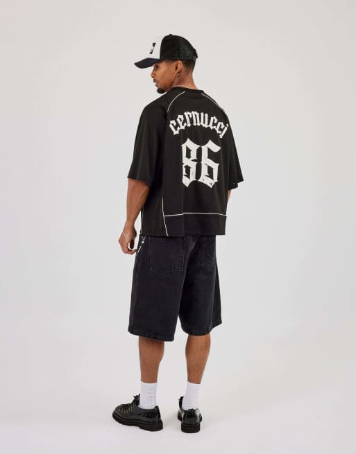 Cernucci Mesh back print oversized t-shirt in black, 3 of 4