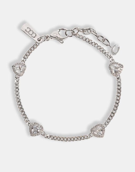 Cernucci Micro multi heart cuban bracelet - 2.5mm in silver, 2 of 4