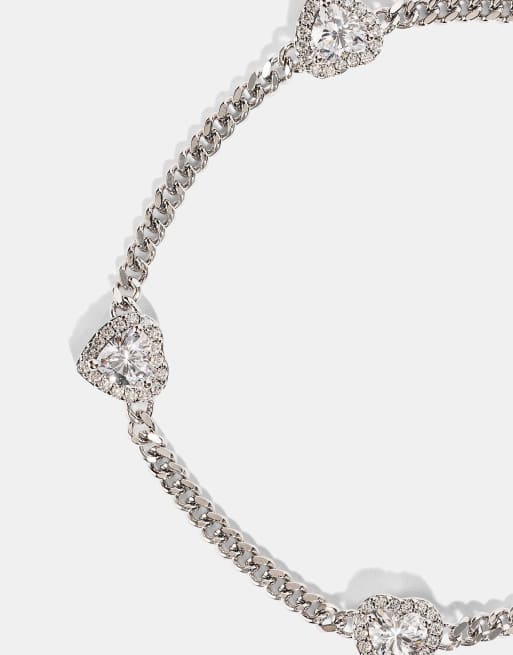 Cernucci Micro multi heart cuban bracelet - 2.5mm in silver, 3 of 4
