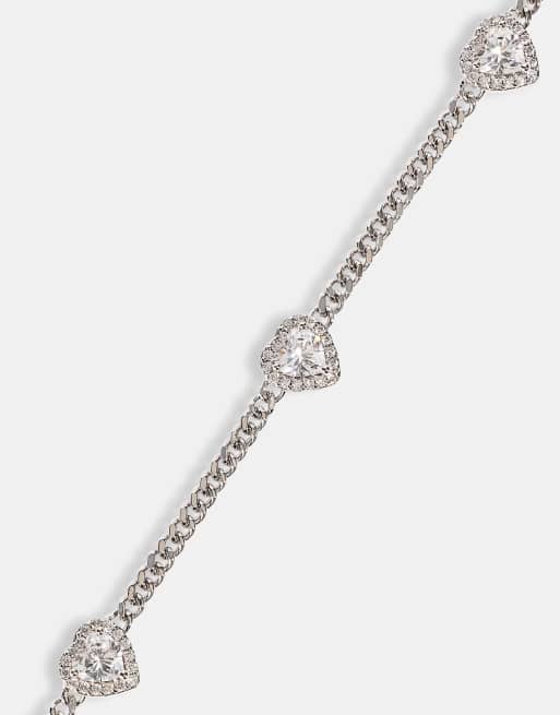 Cernucci Micro multi heart cuban bracelet - 2.5mm in silver, 4 of 4