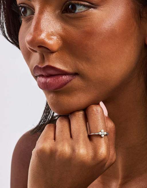 Cernucci Micro pearl & cz motif ring - 2.5mm in silver, 4 of 4