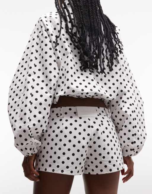 Cernucci mini shorts co-ord met polkadot in wit, 3 van 9