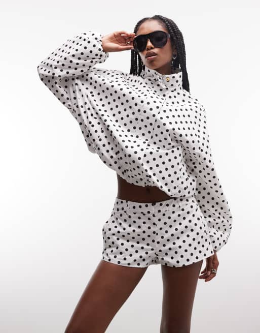 Cernucci mini shorts co-ord met polkadot in wit, 4 van 9