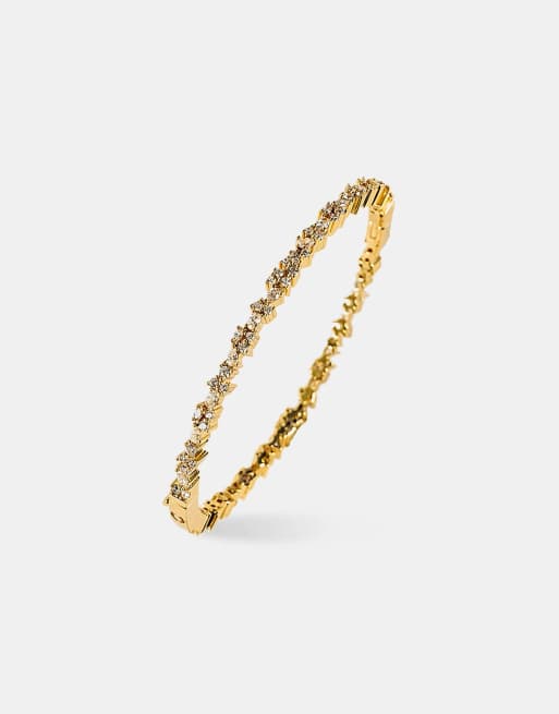 Cernucci Mixed shape tennis bangle - 4mm in gold, 2 of 3
