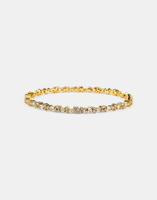 Cernucci Mixed shape tennis bangle - 4mm in gold, 3 of 3