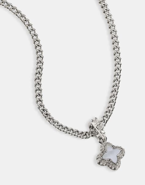Cernucci Mother of pearl motif cuban necklace - 10mm in white - view 1