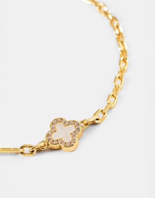 Cernucci Mother of pearl motif rolo bracelet - 8mm in gold, 2 of 4