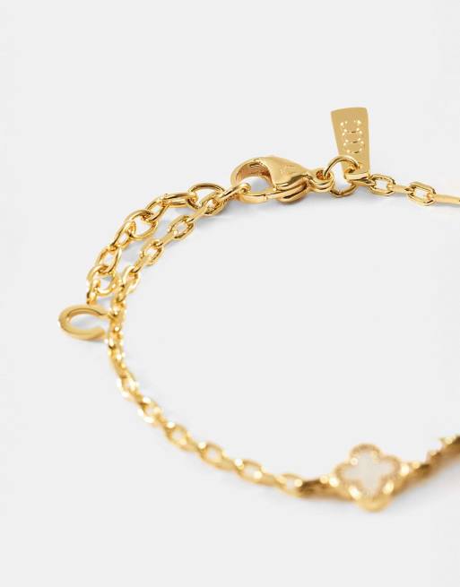 Cernucci Mother of pearl motif rolo bracelet - 8mm in gold, 4 of 4