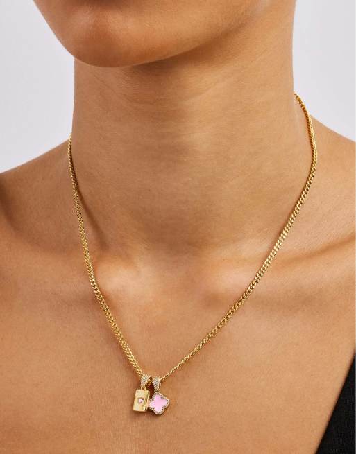 Cernucci Motif & gem card 10mm necklace in gold, 3 of 5