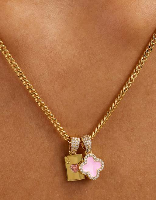 Cernucci Motif & gem card 10mm necklace in gold, 5 of 5
