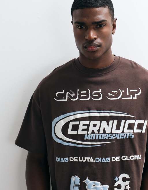 Cernucci motosports back graphic boxy fit t-shirt in brown, 5 of 5