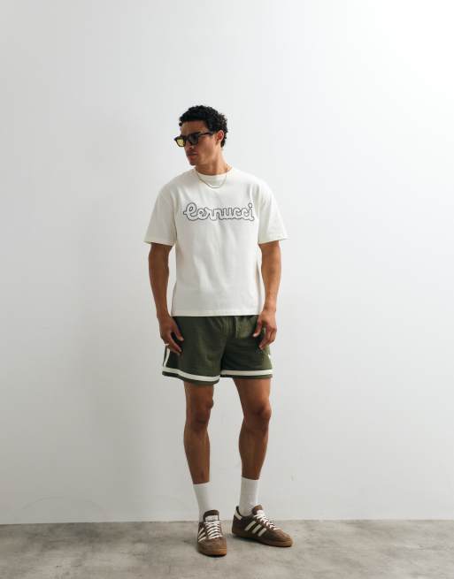 Cernucci – Naturvit t-shirt i regular fit med sydd logga, 5 av 7