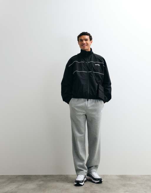 Cernucci nylon funnel neck track jacket with logo back print in black, 5 of 7