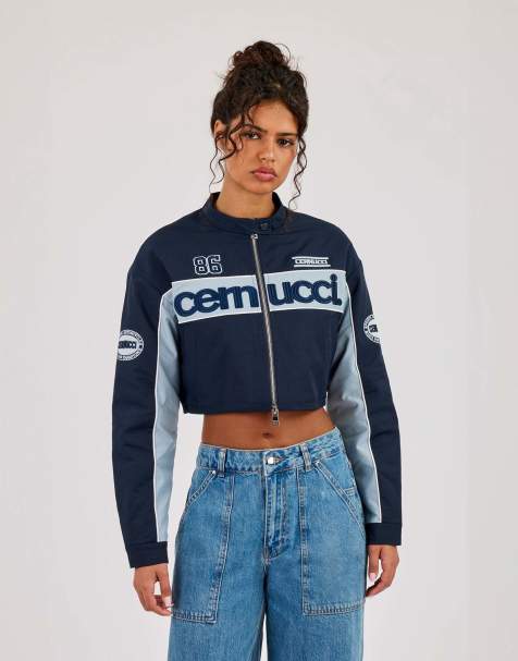 Cernucci Nylon moto jacket in blue - view 1
