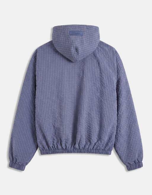 Cernucci nylon plaid hooded windbreaker in blue, 7 of 9