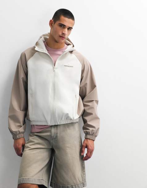 Cernucci nylon vindjakke med kontrastpaneler i beige og råhvid - view 1