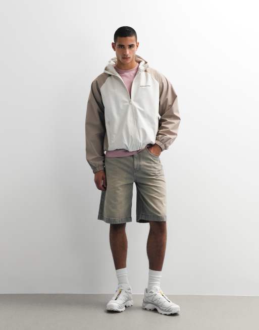 Cernucci nylon windbreaker met contrasterende panelen in beige en gebroken wit, 2 van 7