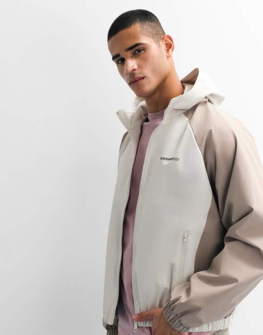 Cernucci Nylon-Windbreaker mit Kontrast-Einsätzen in Beige und Wollweiß, 5 von 7