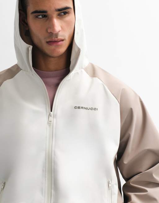 Cernucci nylon windbreaker with contrast panels in beige and off-white, 3 of 7