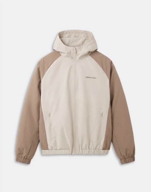 Cernucci nylon windbreaker with contrast panels in beige and off-white, 6 of 7